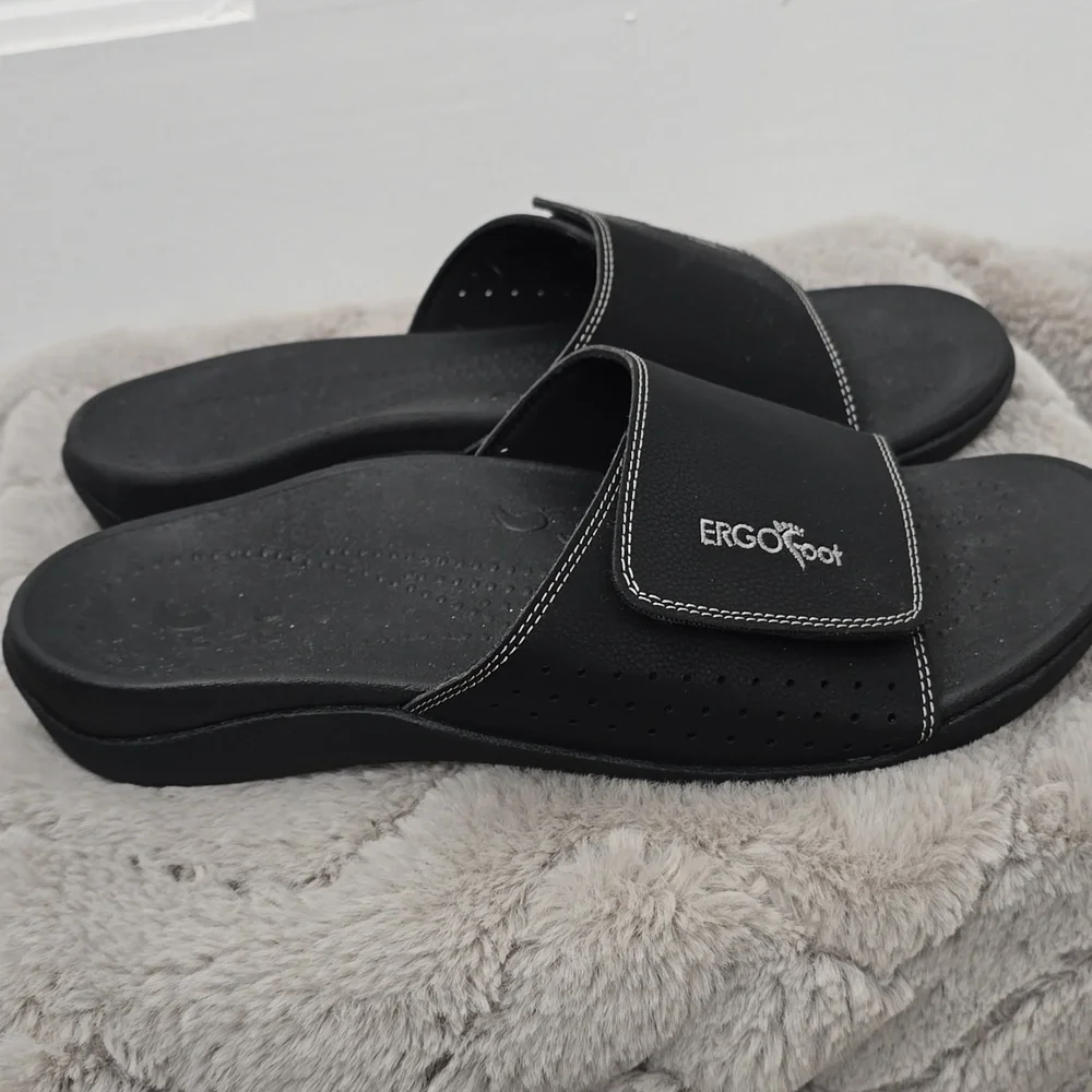 Ergo Foot Black Slide Sandals - Picture 3 of 5